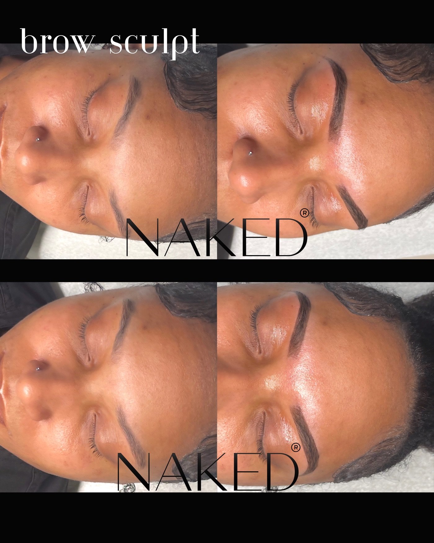 Brow sculpt before and after, four client results