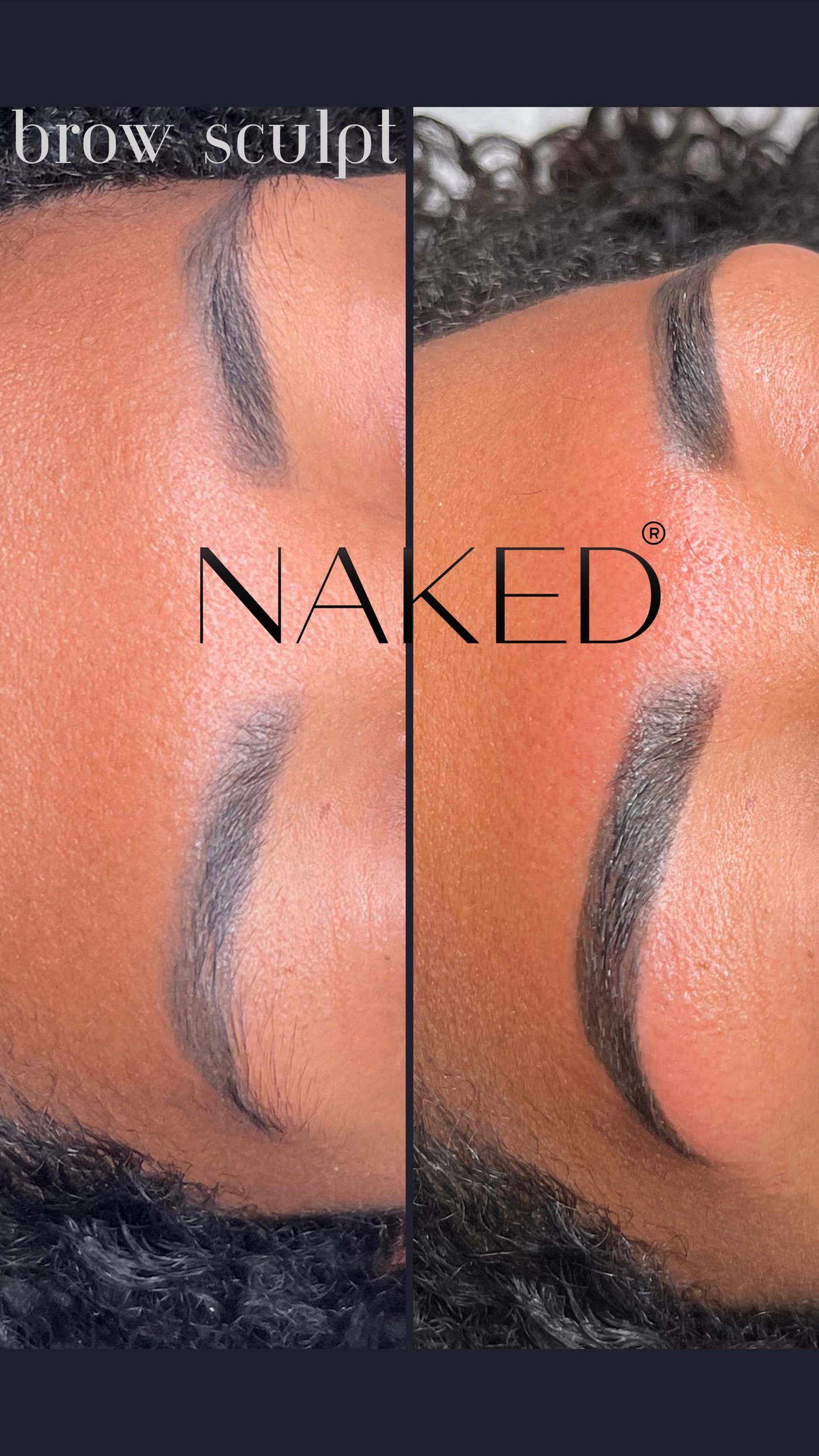 Brow sculpt before and after close-up