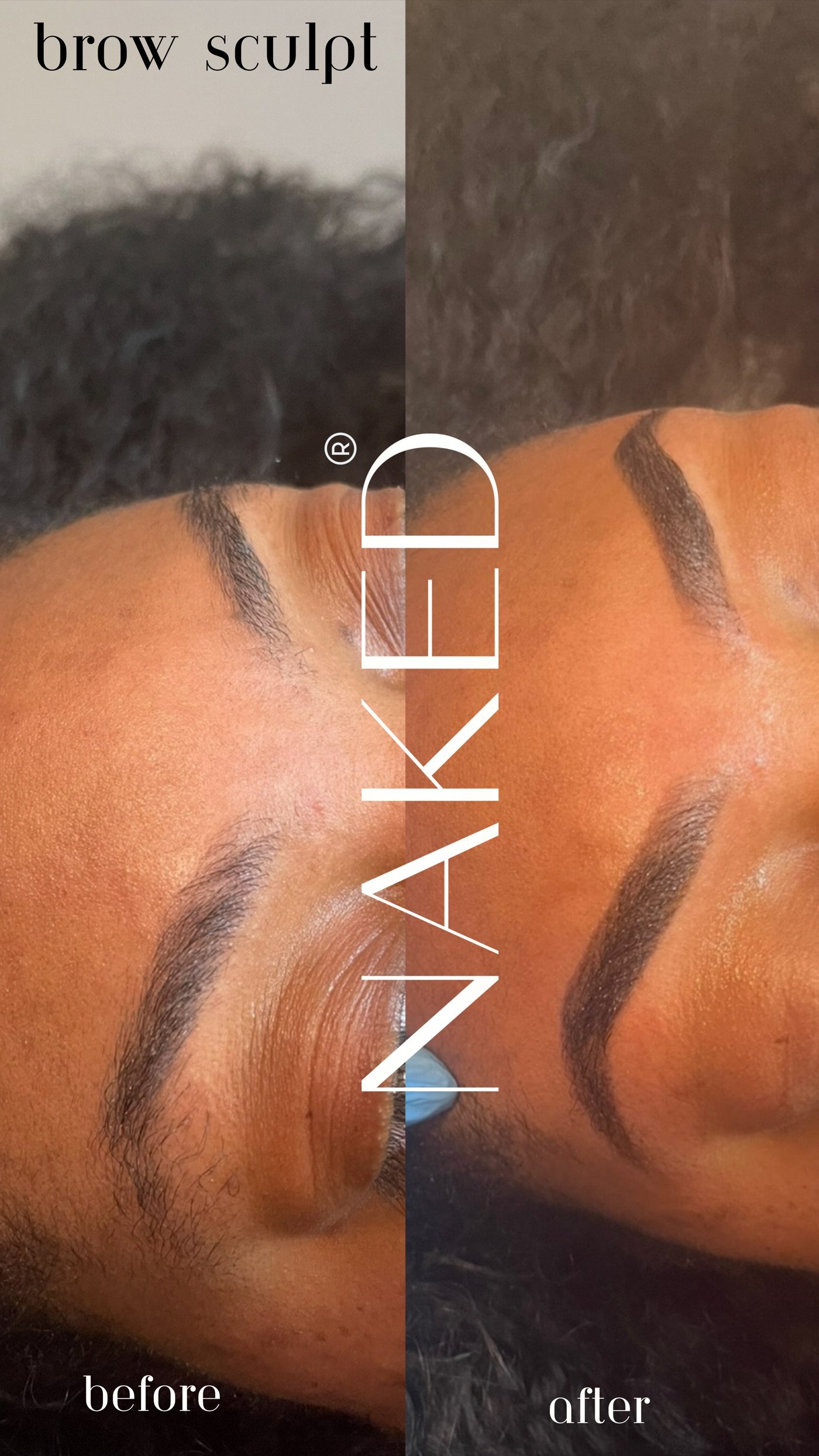 Brow sculpt before and after close-up