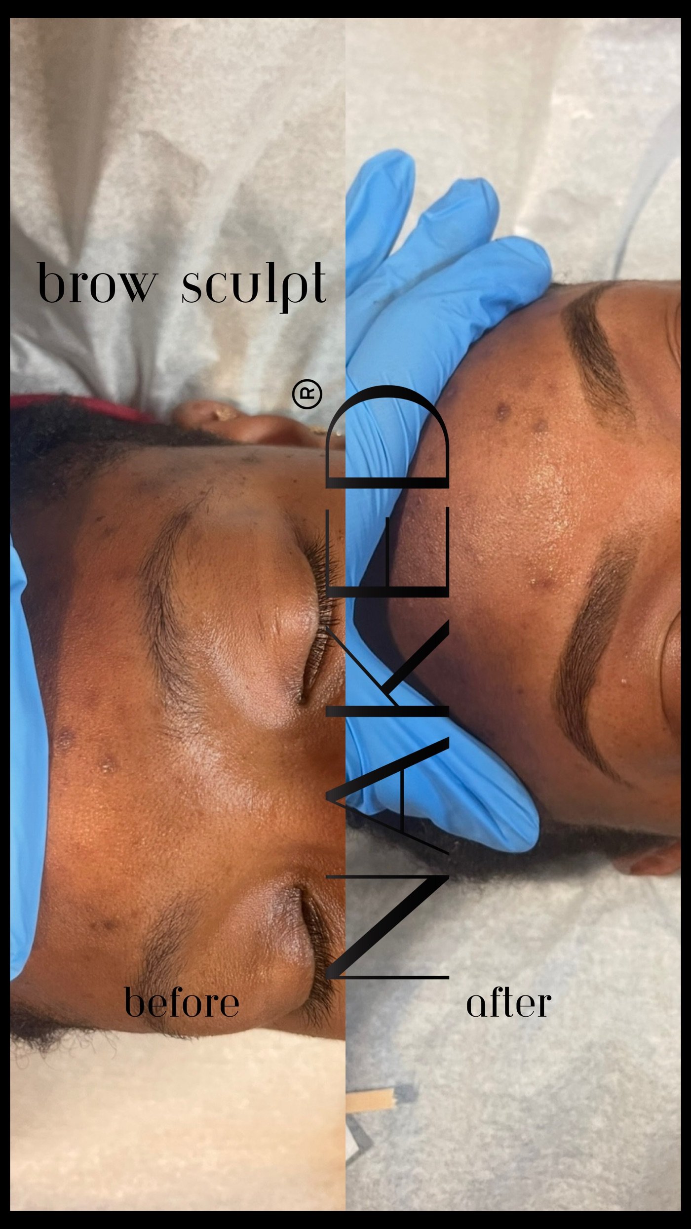Brow sculpt before and after in progress